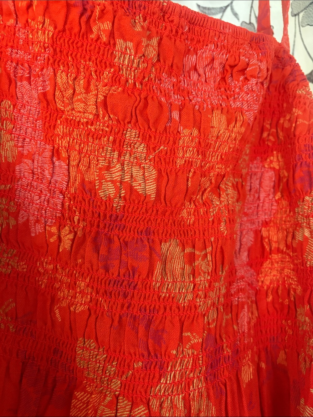 Universal Thread Orange Floral Smocked Sundress - Picture 3 of 6